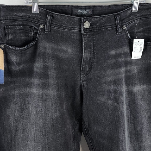 Silver Jeans Women SZ18/L27 Black Kenni Girlfriend Skinny Leg Mid Rise Denim NWT - Picture 2 of 14